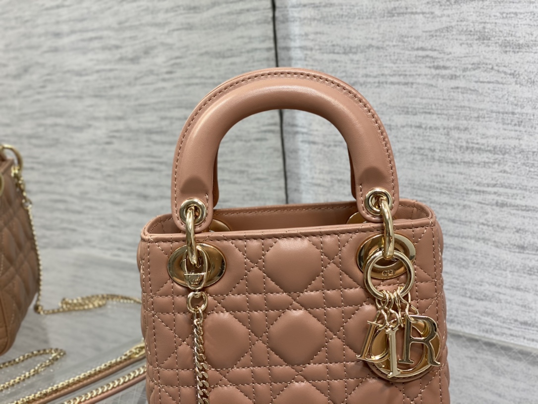 Mini Lady Dior Bag Biscuit Cannage Lambskin